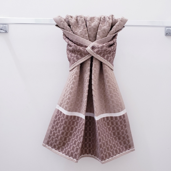 🔹️9040-B NEW! Tan Block design Hang'N'Snap HAND Towel *Select snap - Picture 12 of 15